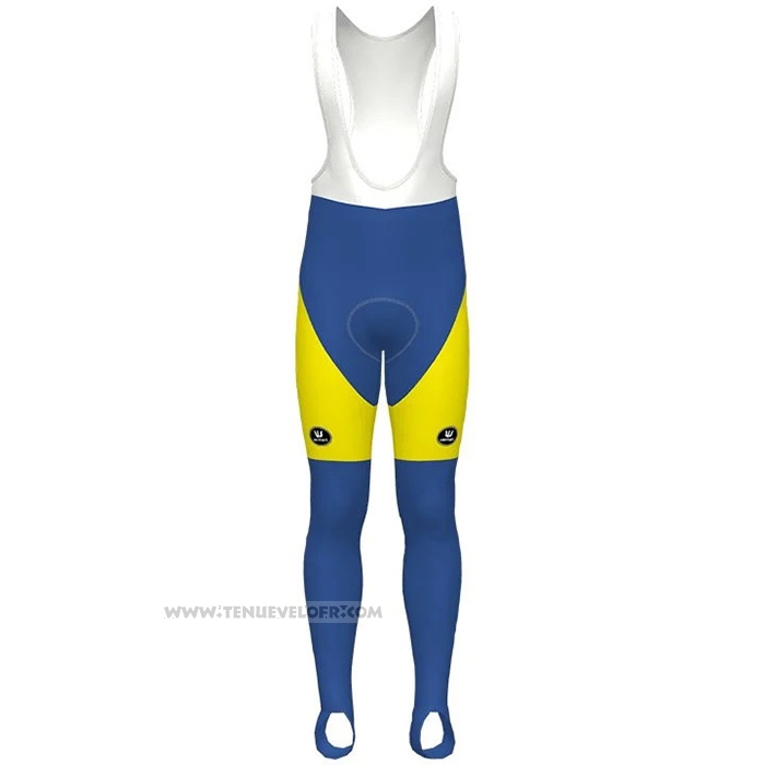 2021 Maillot Cyclisme Sport Vlaanderen Baloise Bleu Jaune Manches Longues et Cuissard